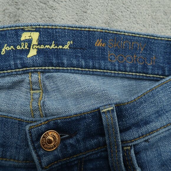 7 For All Mankind Jeans Women's 25 Low-Rise Skinny Bootcut 29" Inseam Distressed - Picture 10 of 16